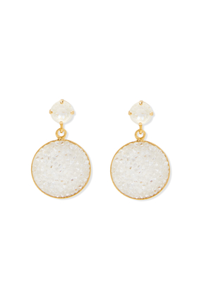 Chloe Rocks Earrings, 18k Gold-Plated Brass & Crystals